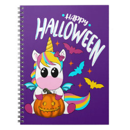Unicorn-happy halloween med pumpvita anteckningsbok