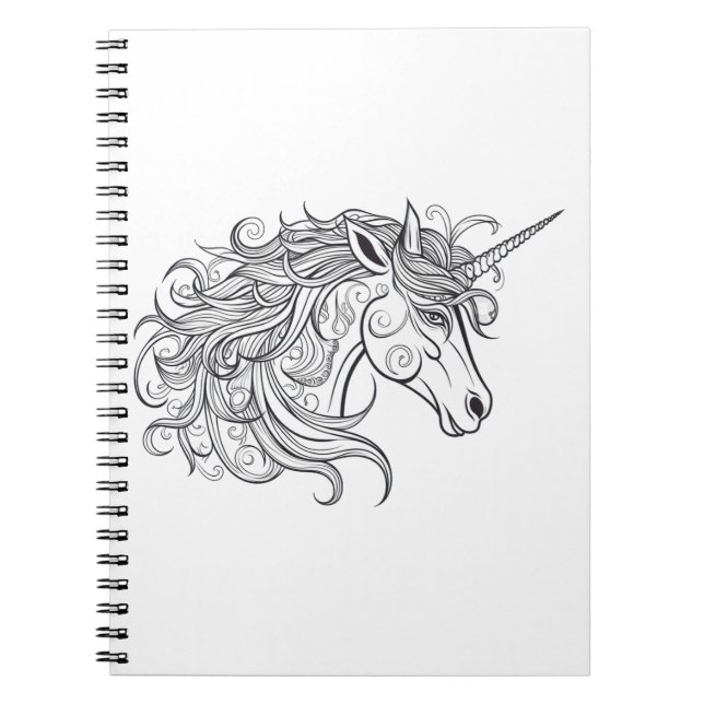 Unicorn Head Teckning Anteckningsbok (Framsidan)