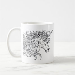 Unicorn Head Teckning Kaffemugg