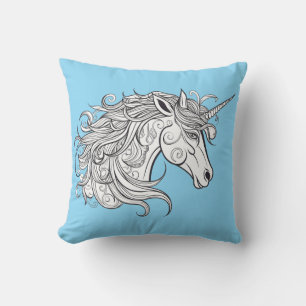 Unicorn Head Teckning Kudde