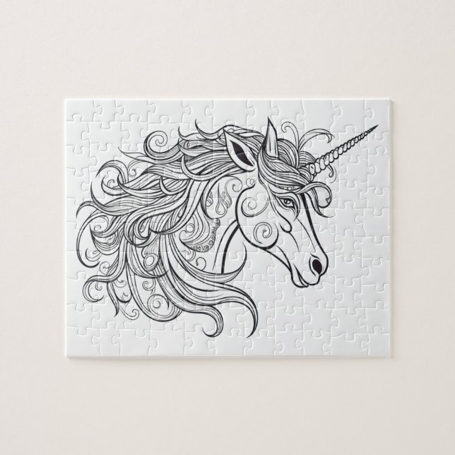 Unicorn Head Teckning Small Pussel (Horisontell)