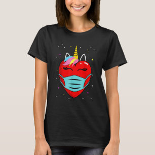 Unicorn Heart Mask Alla hjärtans dag Quarantine Ki T Shirt