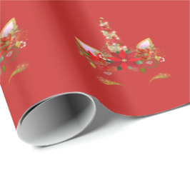 Unicorn-Helgdagar Blommigt Ro Guld Red 1 Presentpapper