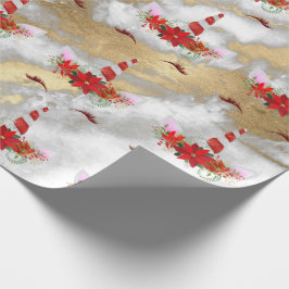 Unicorn-Helgdagarna Marble Röd ros Guld Presentpapper