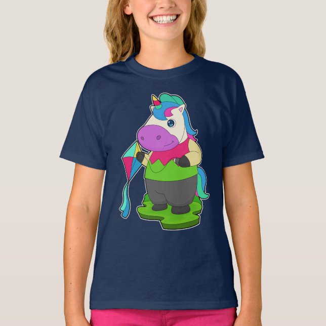 Unicorn Hgliding Kite T Shirt (Framsida)