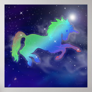 Unicorn Himlar Stärkelsenatt Poster