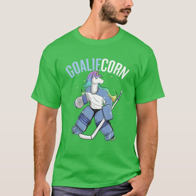 Unicorn Hockey Player Goalie Goaliecorn Pun Sports T Shirt (Framsida)