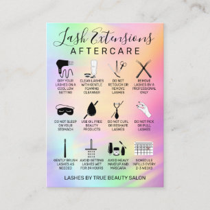 Unicorn HoloGrapcs Lash Extensions Aftercare-ikon Visitkort