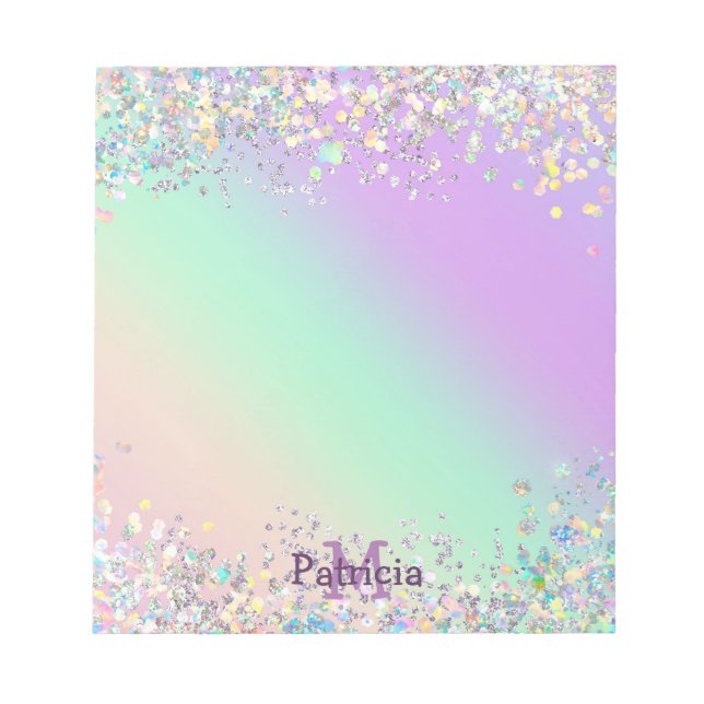 Unicorn HoloGraph Glitter Anteckningsblock (Framsida)