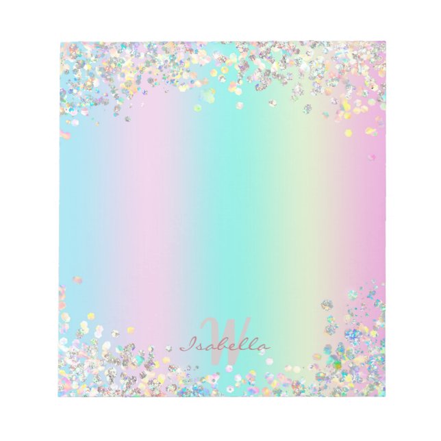 Unicorn HoloGraph Glitter Anteckningsblock (Framsida)