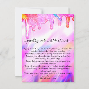 Unicorn HoloGraph Glitter Drift Jewelry Care Card Anteckningskort