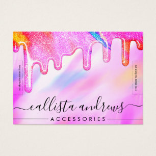 Unicorn HoloGraph Glitter Drips Bracelet Visning Visitkort