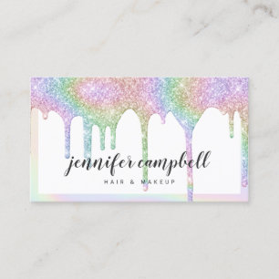 Unicorn holoGraph glitter droppar vit makeup Visitkort