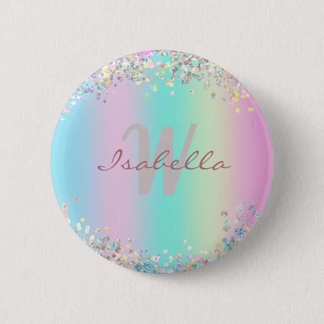 Unicorn HoloGraph Glitter Knapp (Framsida)