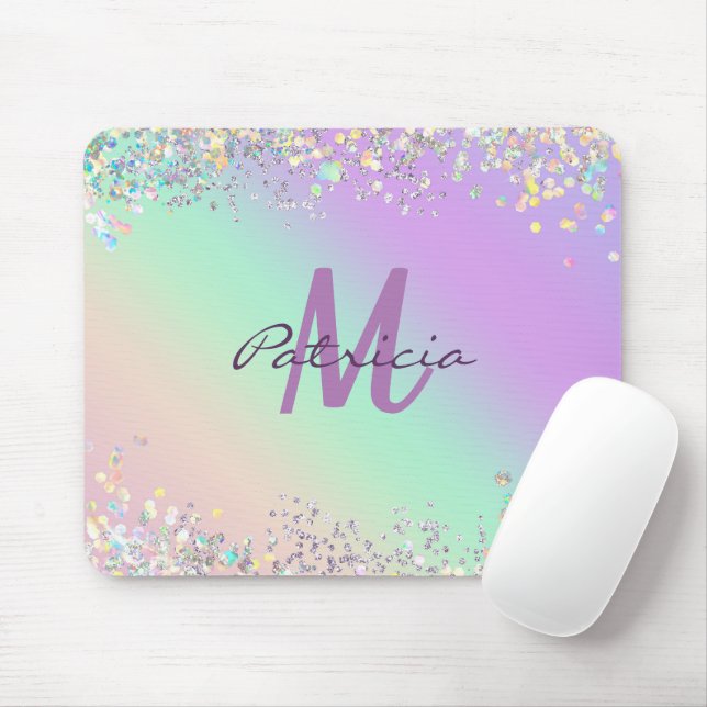 Unicorn HoloGraph Glitter Musmatta (Med mus)