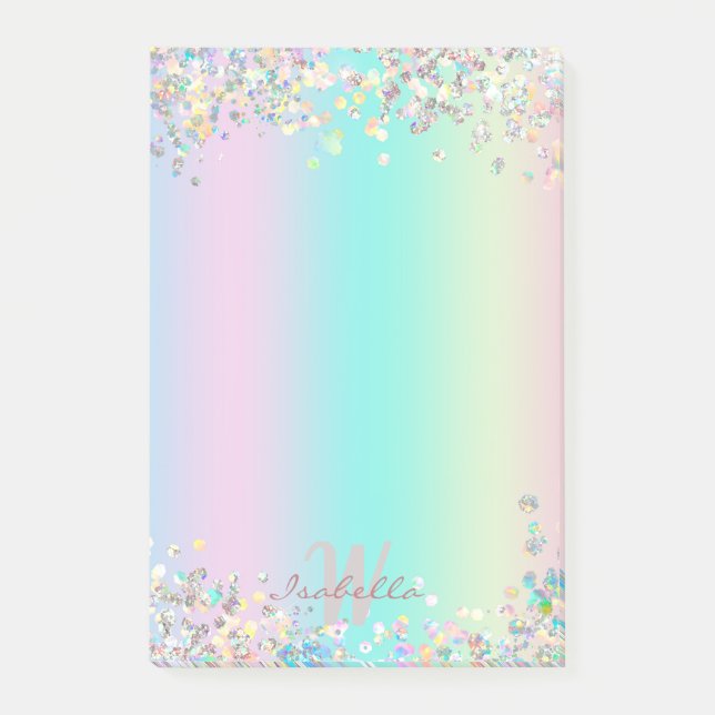 Unicorn HoloGraph Glitter Post-it Block (Framsida)