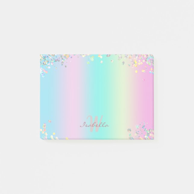 Unicorn HoloGraph Glitter Post-it Block (Framsida)