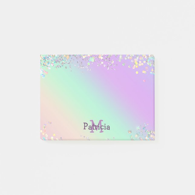 Unicorn HoloGraph Glitter Post-it Block (Framsida)