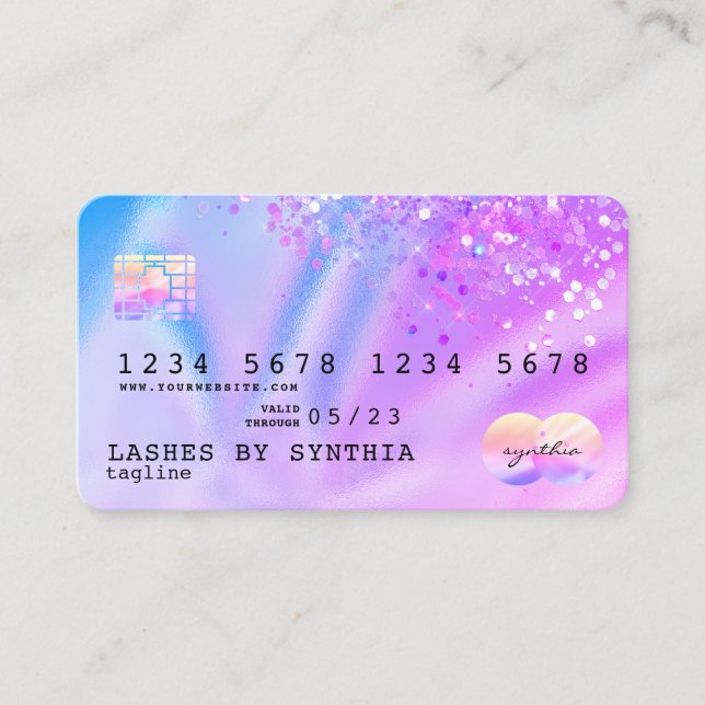 Unicorn Holograph Modern Kredit Card-Logotyp Visitkort (Framsida)