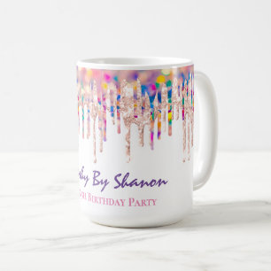Unicorn Holograph Rainbow Drip Bride Sweet 16:e Kaffemugg