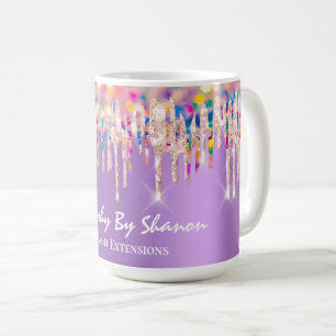 Unicorn Holograph Rainbow Drips Möhippa Purp Kaffemugg