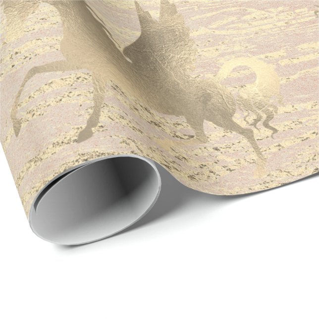 Unicorn Horse Guld Princess  Ro Wood Presentpapper (Rullad Hörn)