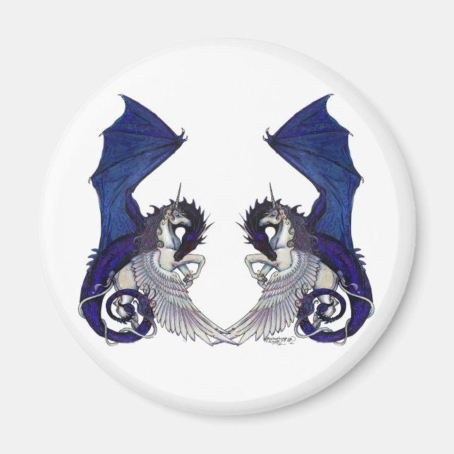 Unicorn Horse Pony Fantasy Dragon Bröllop Älskare Magnet (Framsidan)