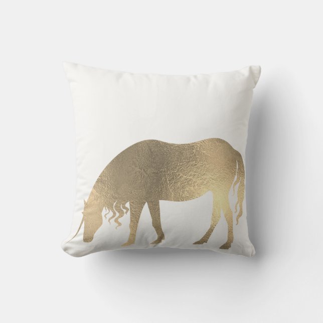 Unicorn Horse Princess White Fairly Guld Minimal Kudde (Framsida)