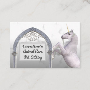 Unicorn Horse White Marble Animal Care Visitkort