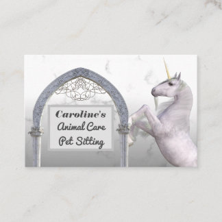 Unicorn Horse White Marble Animal Care Visitkort