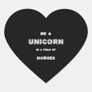 Unicorn Horses Hjärtformat Klistermärke