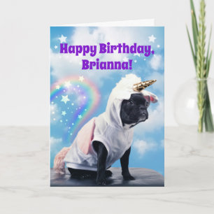 Unicorn Hund Farting Rainbows för Tonåring födelse Kort