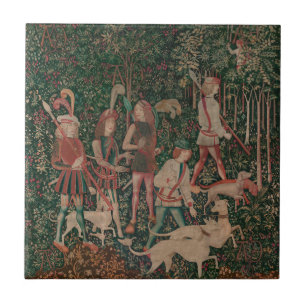 Unicorn Hunt Medieval Art - Hunt Begins Kakelplatta