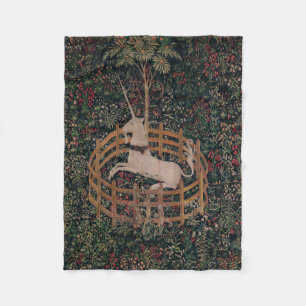Unicorn Hunt Medieval Art - Unicorn Rests in Garde Fleecefilt