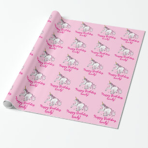 Unicorn i Anpassadet Stars Birthday Namn Presentpapper