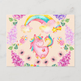 Unicorn i baby leker i trädgården Multiprodukter Vykort