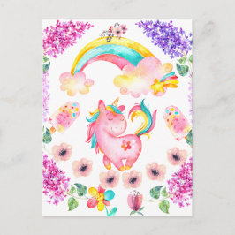 Unicorn i baby leker i trädgården Multiprodukter Vykort