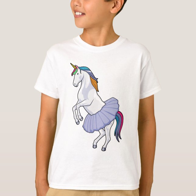 Unicorn i Ballet med Skirt T Shirt (Framsida)