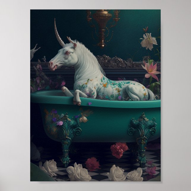 Unicorn i Bathtub Poster (Framsidan)