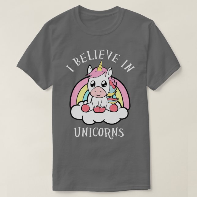 Unicorn I Believe In Unicorns T Shirt (Design framsida)