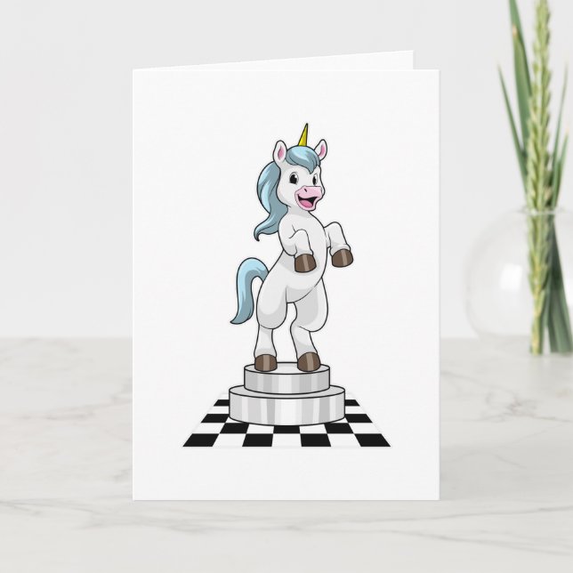 Unicorn i Chess som Chess biet Knight Kort (Framsida)