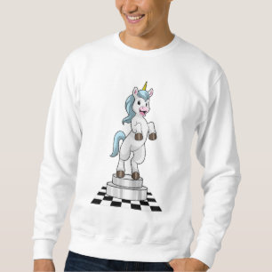 Unicorn i Chess som Chess biet Knight Lång Ärmad Tröja
