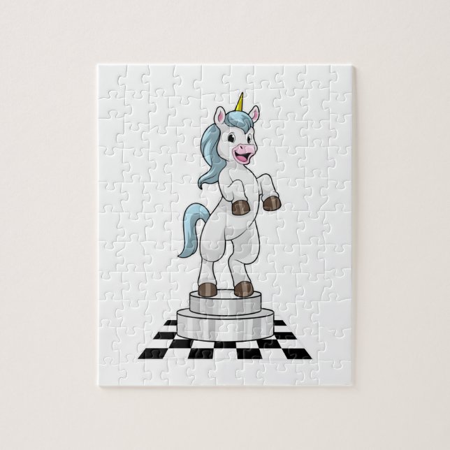 Unicorn i Chess som Chess biet Knight Pussel (Vertikal)