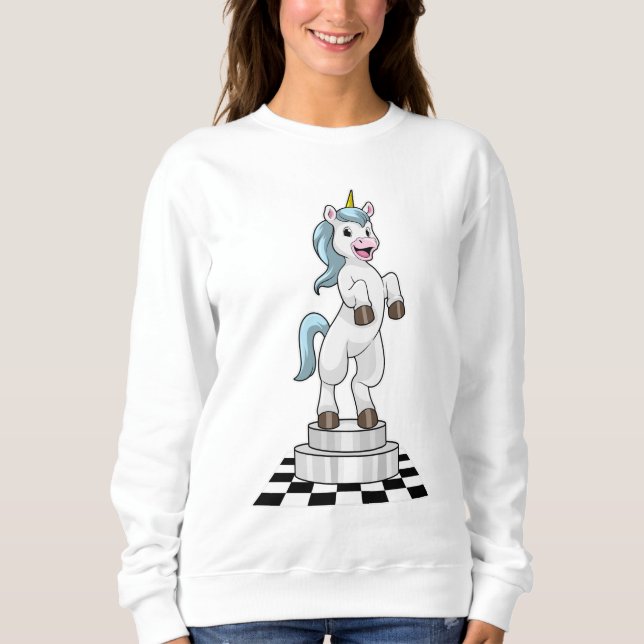 Unicorn i Chess som Chess biet Knight T Shirt (Framsida)