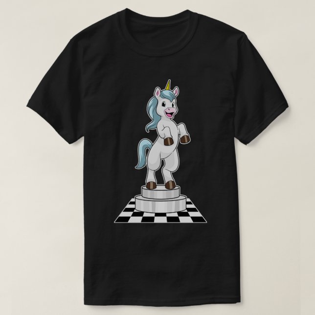 Unicorn i Chess som Chess biet Knight T Shirt (Design framsida)