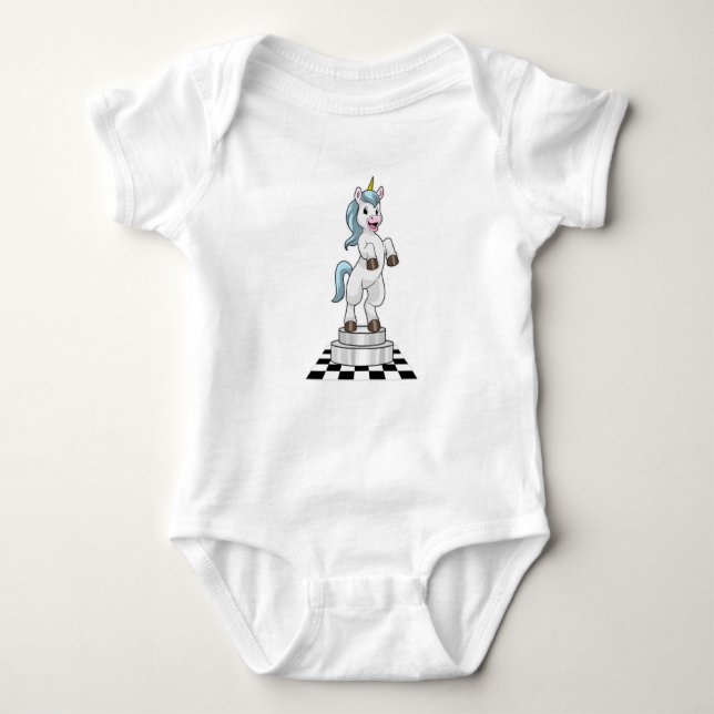 Unicorn i Chess som Chess biet Knight T Shirt (Framsida)