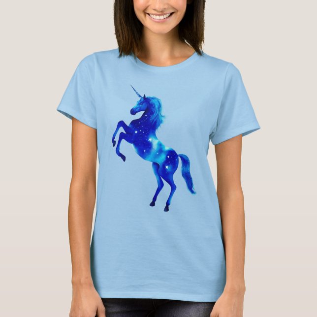 Unicorn i Deep Blue Pleiades Star Image T Shirt (Framsida)