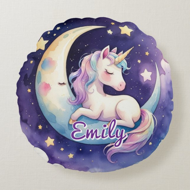 Unicorn i den redbara Namn-rundans påfyllning i Må Rund Kudde (Framsidan)