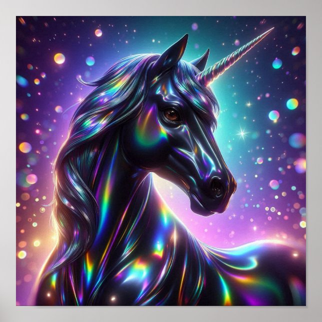 Unicorn i en magisk Gnistra-bakgrund Poster (Framsidan)
