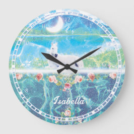 Unicorn i en paradisdröm World Wall Clock Stor Klocka